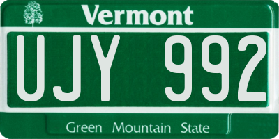 VT license plate UJY992