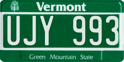 VT license plate UJY993