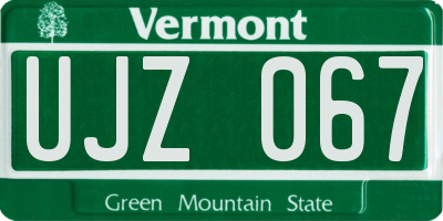 VT license plate UJZ067