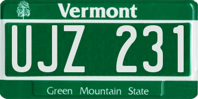 VT license plate UJZ231