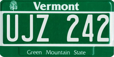 VT license plate UJZ242