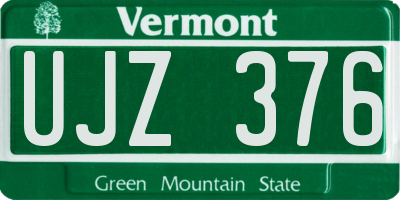 VT license plate UJZ376