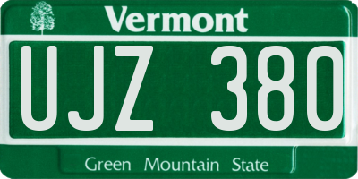 VT license plate UJZ380