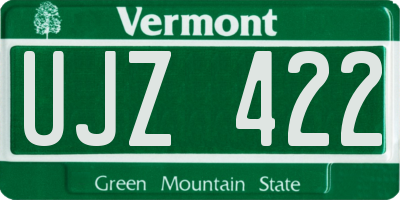 VT license plate UJZ422