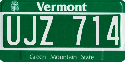 VT license plate UJZ714