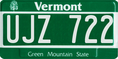 VT license plate UJZ722