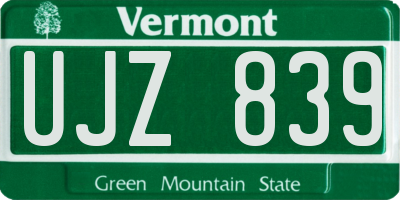 VT license plate UJZ839