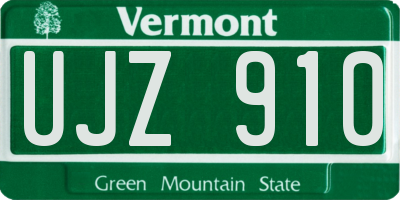 VT license plate UJZ910