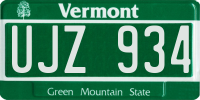 VT license plate UJZ934