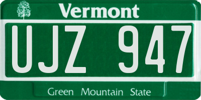 VT license plate UJZ947
