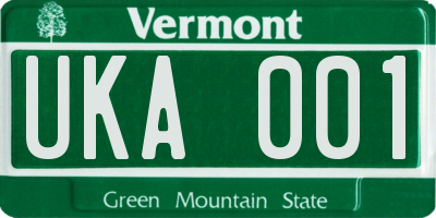 VT license plate UKA001