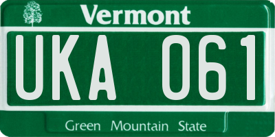 VT license plate UKA061