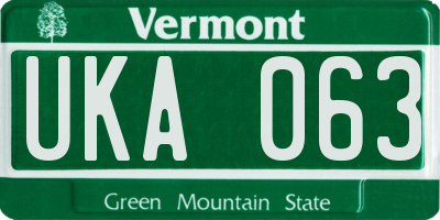 VT license plate UKA063