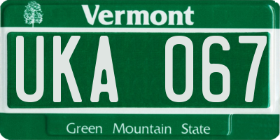 VT license plate UKA067
