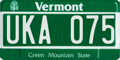 VT license plate UKA075