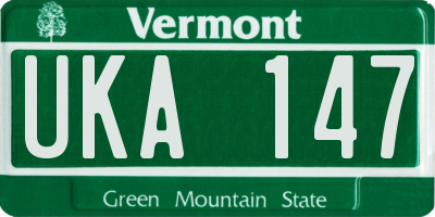 VT license plate UKA147