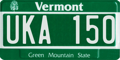 VT license plate UKA150