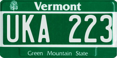 VT license plate UKA223