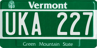 VT license plate UKA227