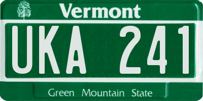 VT license plate UKA241