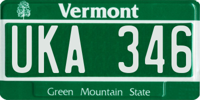 VT license plate UKA346