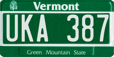VT license plate UKA387