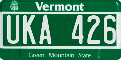 VT license plate UKA426