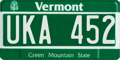 VT license plate UKA452