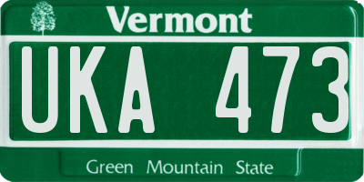 VT license plate UKA473