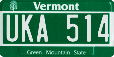 VT license plate UKA514