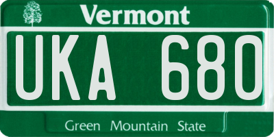 VT license plate UKA680