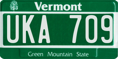 VT license plate UKA709