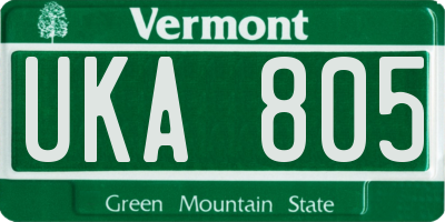 VT license plate UKA805