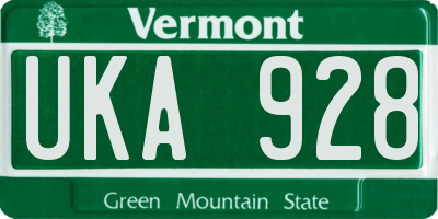 VT license plate UKA928