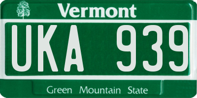 VT license plate UKA939