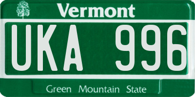 VT license plate UKA996