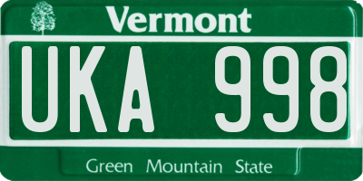 VT license plate UKA998