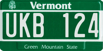 VT license plate UKB124