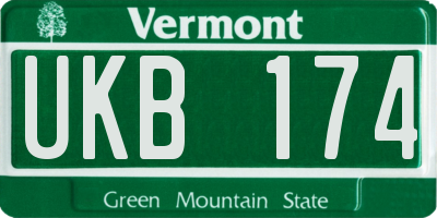 VT license plate UKB174
