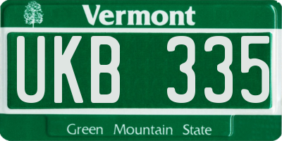 VT license plate UKB335