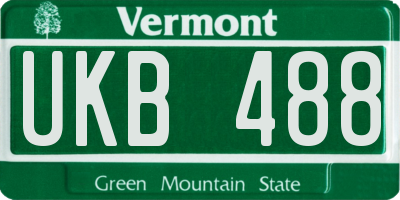 VT license plate UKB488