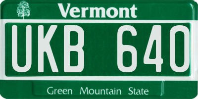 VT license plate UKB640