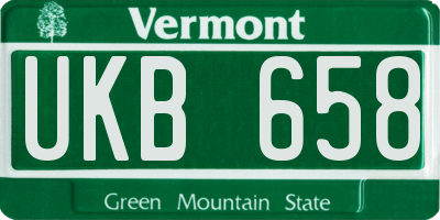 VT license plate UKB658