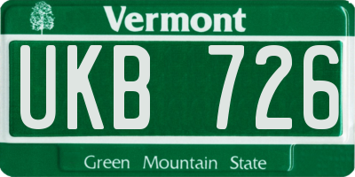 VT license plate UKB726