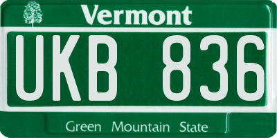 VT license plate UKB836