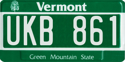 VT license plate UKB861
