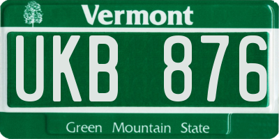 VT license plate UKB876