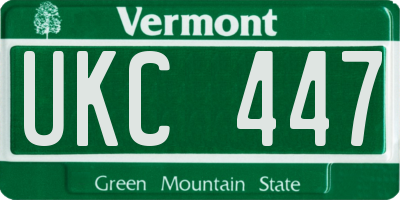 VT license plate UKC447