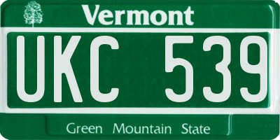 VT license plate UKC539