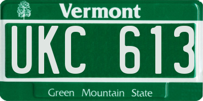 VT license plate UKC613